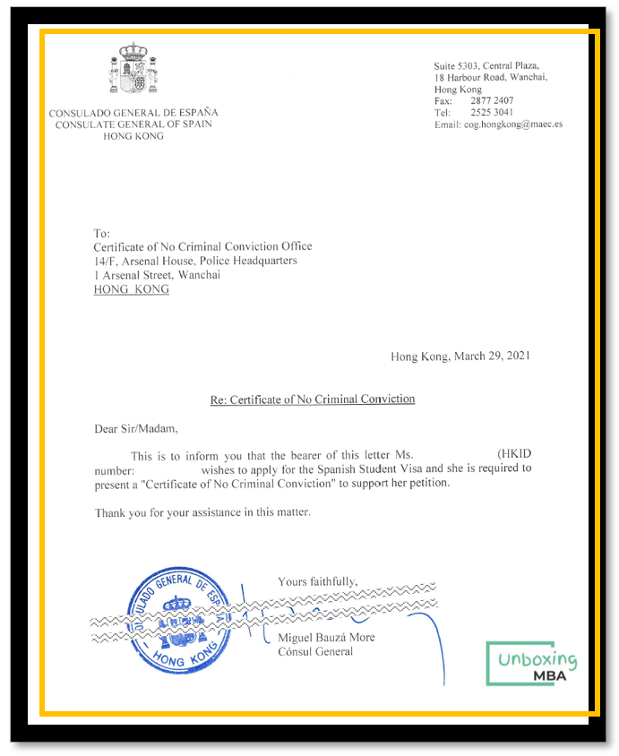 Letter of Request from the Embassy for CNCC - Unboxing MBA
